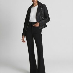 Reiss Black Leather Motorcycle Jacket Size Women's XS